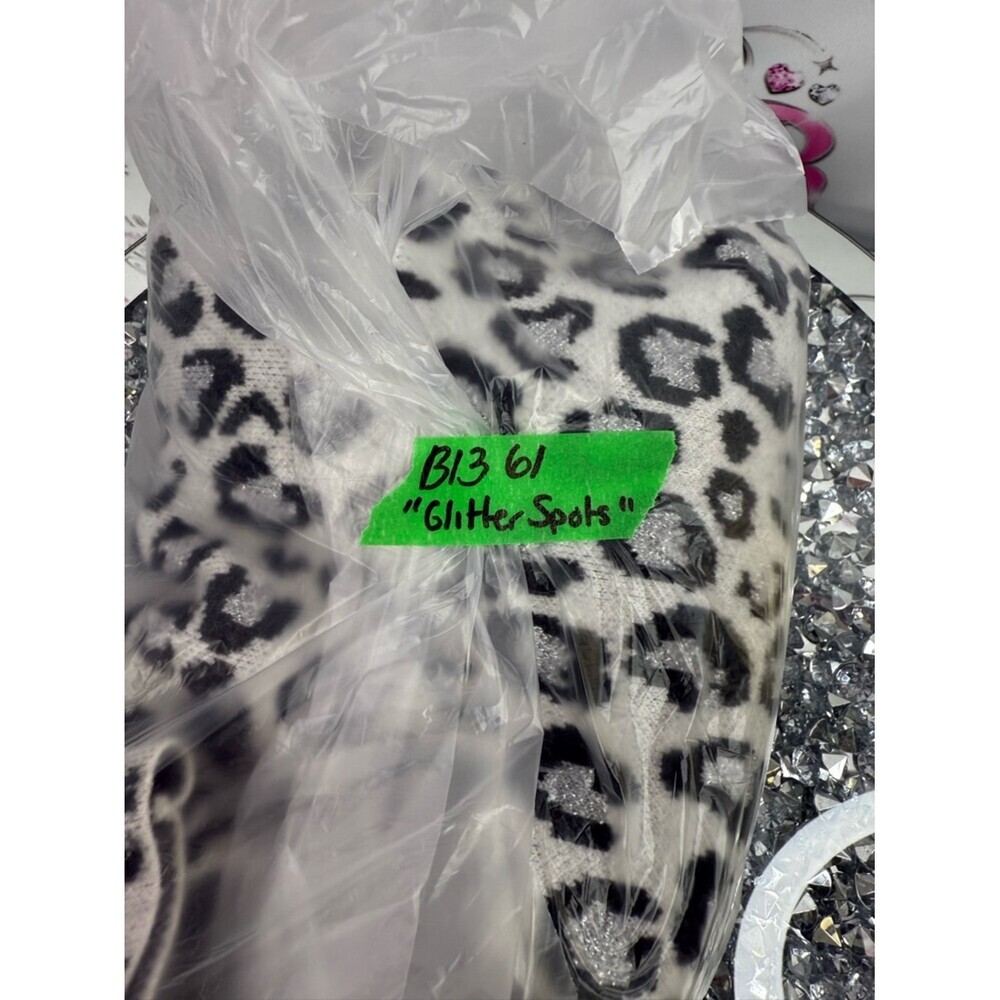 Cynthia Rowley sweater sparkly Black and White Leopard Print Turtleneck Sweater - Picture 12 of 12